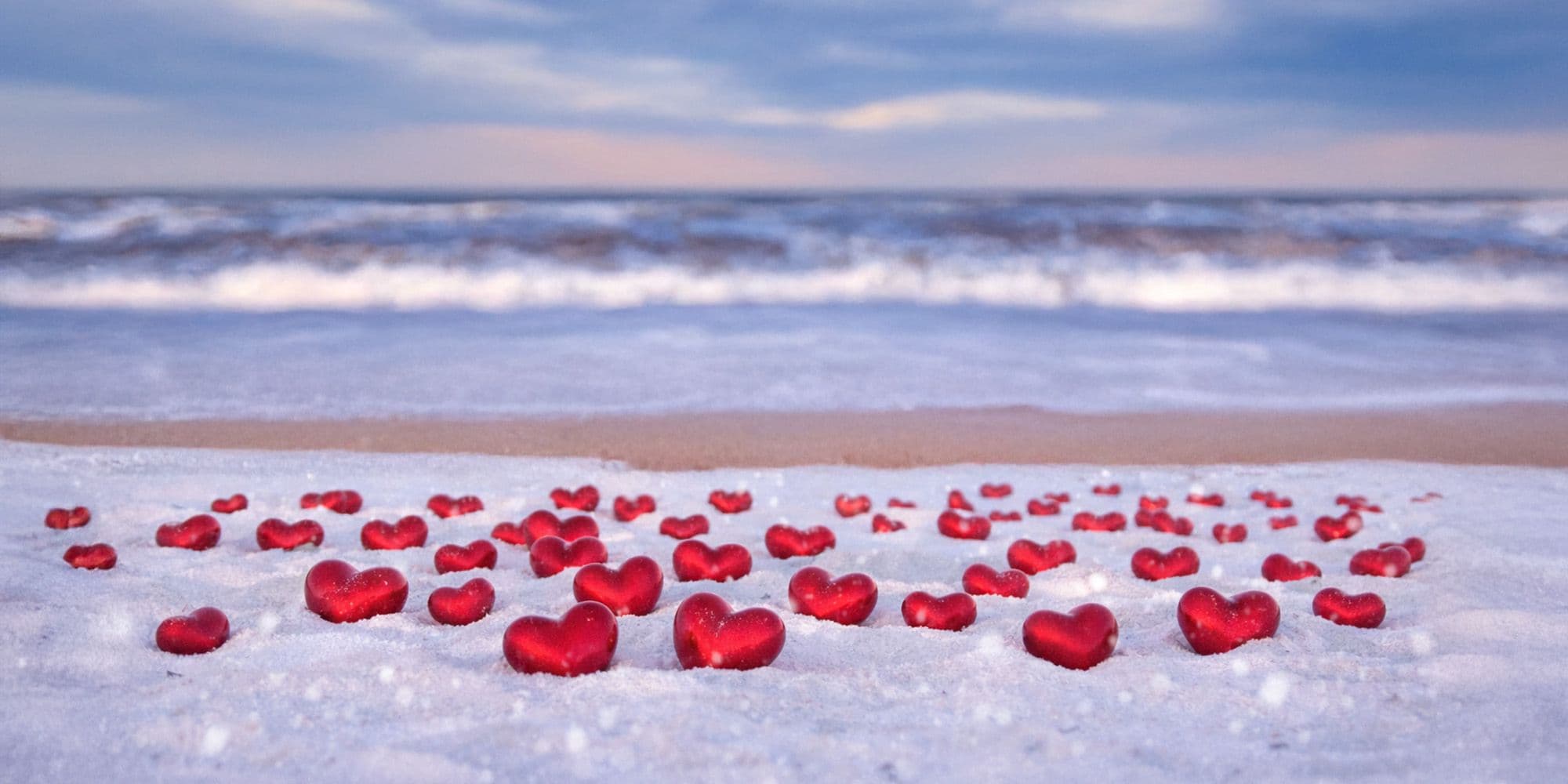 serca na plaży
